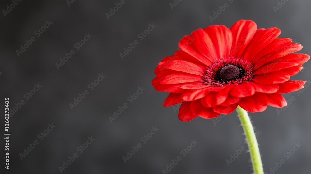 a vibrant red gerbera daisy with its stem standing out against a blurred black background a vibrant red gerbera daisy with its stem standing out against a blurred black background
