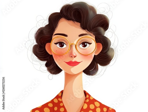 Wallpaper Mural Cartoon people vintage woman illustration isolated on solid white background Torontodigital.ca