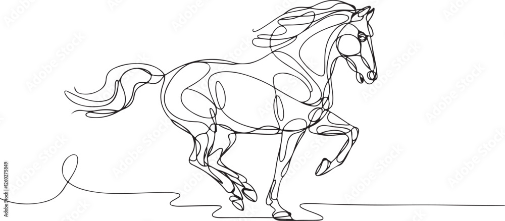 Obraz premium Graceful Motion One Line Galloping Horse