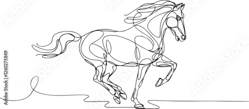 Graceful Motion One Line Galloping Horse