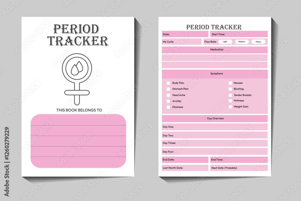 Naklejka premium Period Tracker Journal Template Design