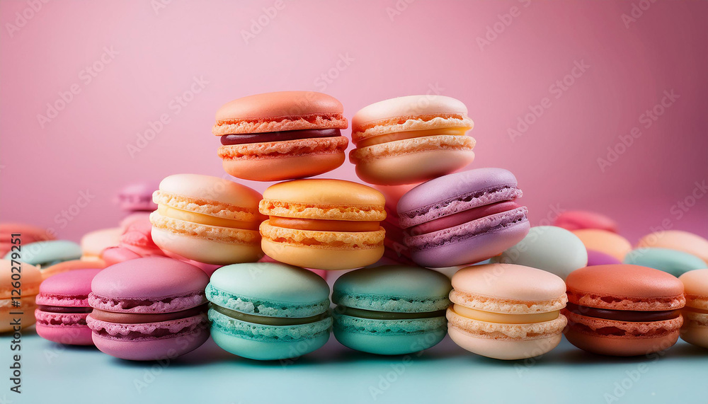 colorful macaroons on a pink background colorful macaroons on a pink background