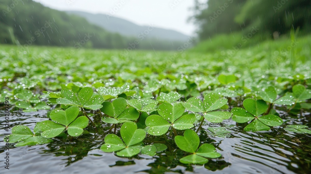 Freshwater plants in rainy weather Freshwater plants in rainy weather