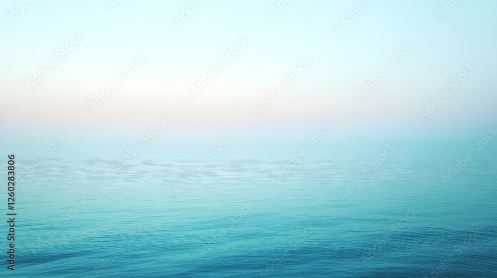 Obraz premium Calm ocean waters meet a soft pastel colored misty sky