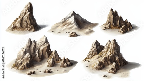 Set of icons for games. Mountains. Isolated on white background