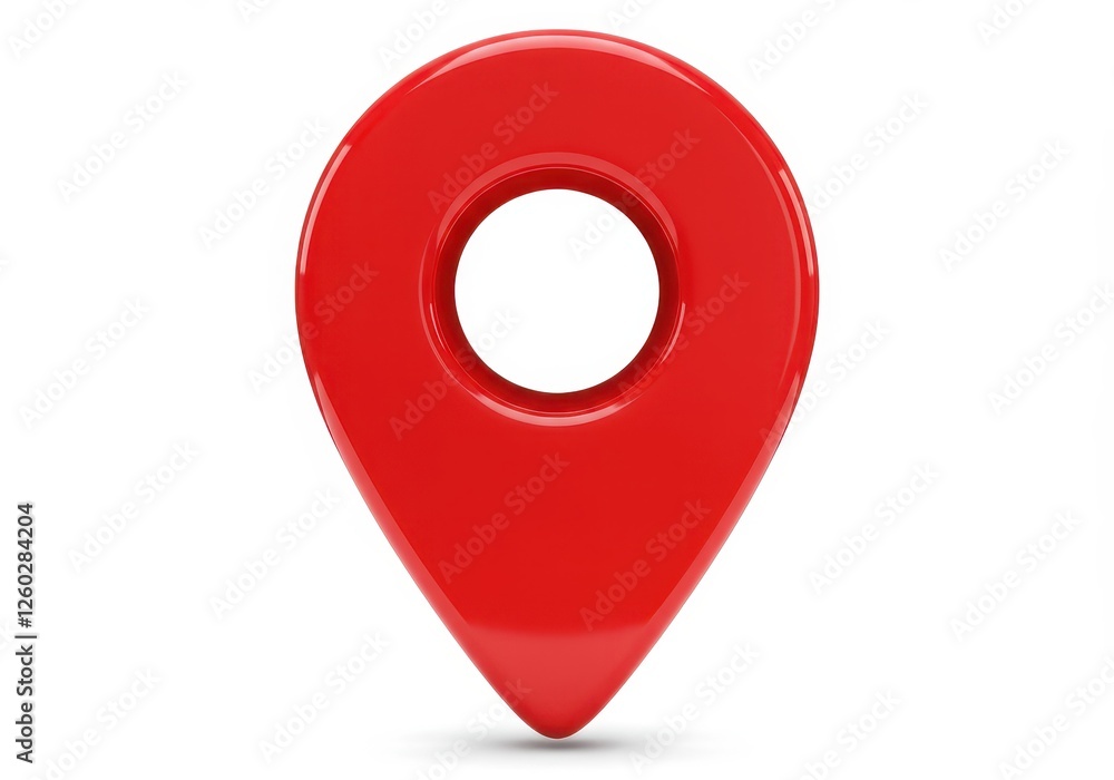 A bold three-dimensional red location pin with a smooth and glossy surface A bold three-dimensional red location pin with a smooth and glossy surface