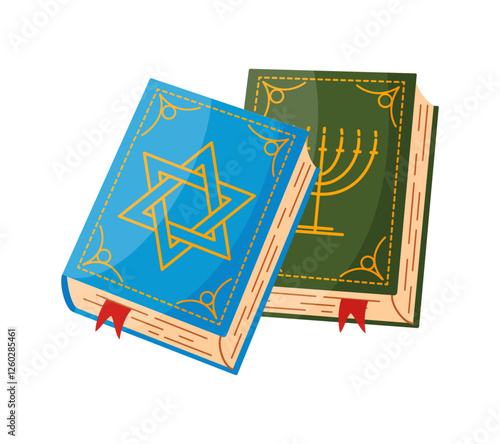 Jewish Torah Books hand drawn trendy flat style isolated icon. Israel Religion holy scripture books. Vector illustration