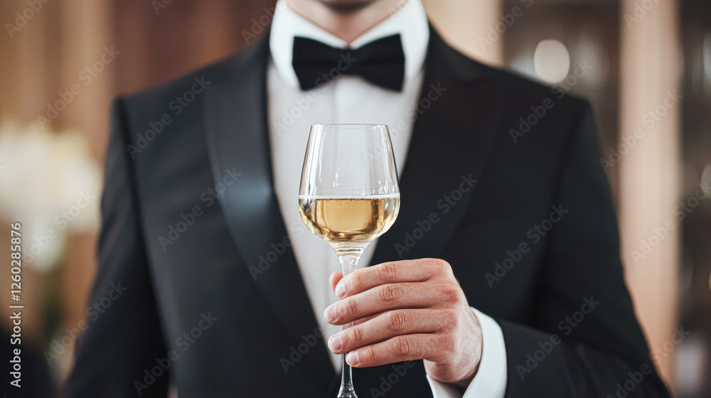 Elegant cocktail toast by a dapper gentleman upscale venue lifestyle shot Elegant cocktail toast by a dapper gentleman upscale venue lifestyle shot