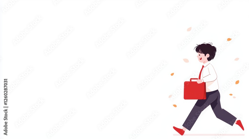 Businessman running with briefcase in urban environment animated illustration dynamic viewpoint professional concept Businessman running with briefcase in urban environment animated illustration dynamic viewpoint professional concept