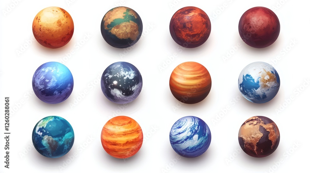 custom made wallpaper toronto digitalSet of icons for games. Planets. Isolated on white background
