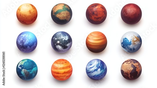 Wallpaper Mural Set of icons for games. Planets. Isolated on white background
 Torontodigital.ca