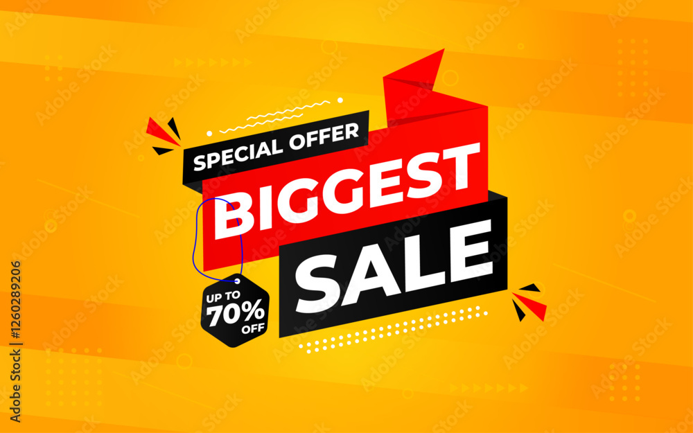 Obraz premium Biggest sale banner. Biggest sale of the year banner. Sale and discounts Biggest sale, Promotion special marketing poster design for digital and print market.