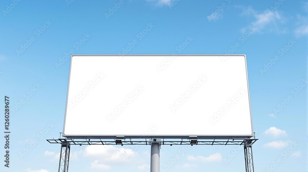 Obraz premium Large Blank Outdoor Billboard Against a Bright Blue Sky for Advertising, generator AI
