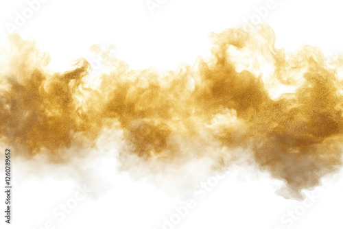 Gold glitter fog cloud smoke effect isolated on transparent white background