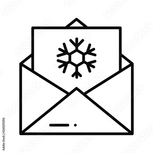 Icon of christmas letter, envelope with holiday card inside