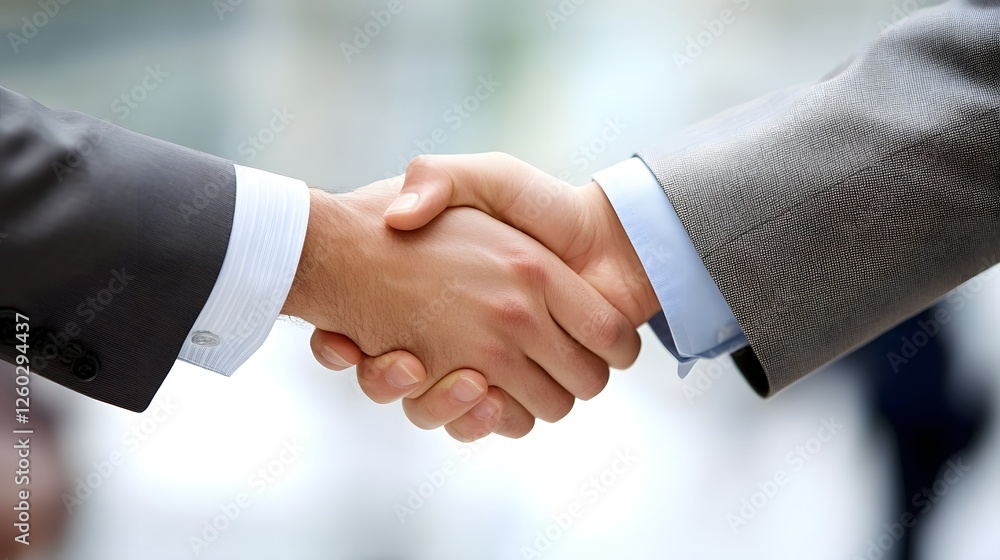 Handshake of business people in an office, a closeup photo with copy space for text Handshake of business people in an office, a closeup photo with copy space for text