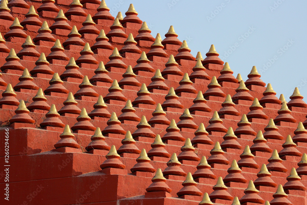 Naklejka premium Abstract detail of the decoration of a Hindu temple in Gujarat, India.