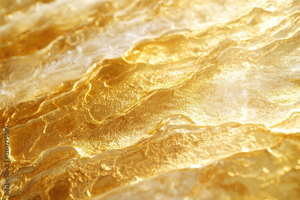 Obraz premium Liquid Gold: Abstract Waves of Golden Hues Flowing Seamlessly, Shimmering Texture Captures Light, Luxury Aesthetic Evokes Opulence