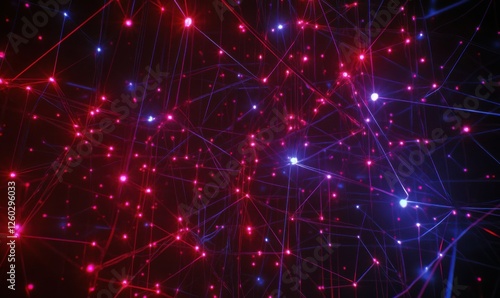 Wallpaper Mural Intricate web of glowing wires in neon hues of red and blue, symbolizing connectivity and high-tech networks. Torontodigital.ca