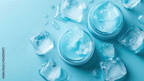 Wallpaper Mural Opened jar of cosmetic cream in clear splashing blue water surface,lotion,toner, skin care,Natural cosmetic products for protecting and nourishing skin of face,copy space. Torontodigital.ca