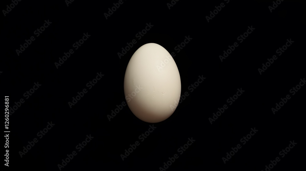 Single Cream Colored Egg on a Clean Black Background Studio Shot Single Cream Colored Egg on a Clean Black Background Studio Shot