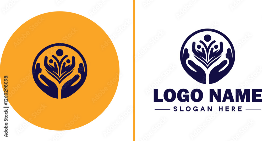 Obraz premium Volunteer Organization icon Nonprofit organization Charitable organization Community service group flat logo sign symbol editable vector