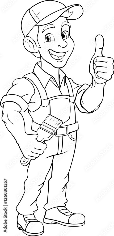 Painter Decorator Paint Brush Cartoon Handy Man Painter Decorator Paint Brush Cartoon Handy Man