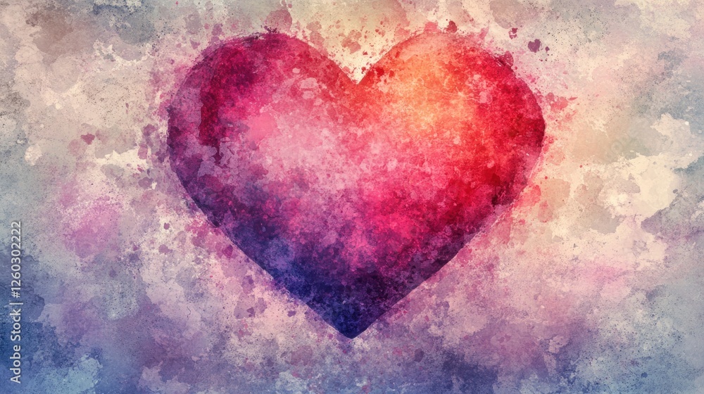Watercolor heart, love, romance, background texture, Valentine's Day Watercolor heart, love, romance, background texture, Valentine's Day