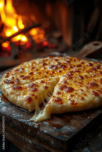 Wallpaper Mural Cheese pizza with melting cheese by warm fireplace Torontodigital.ca