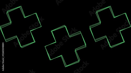 3d graphic of a glowing neon sign symbol made of plus