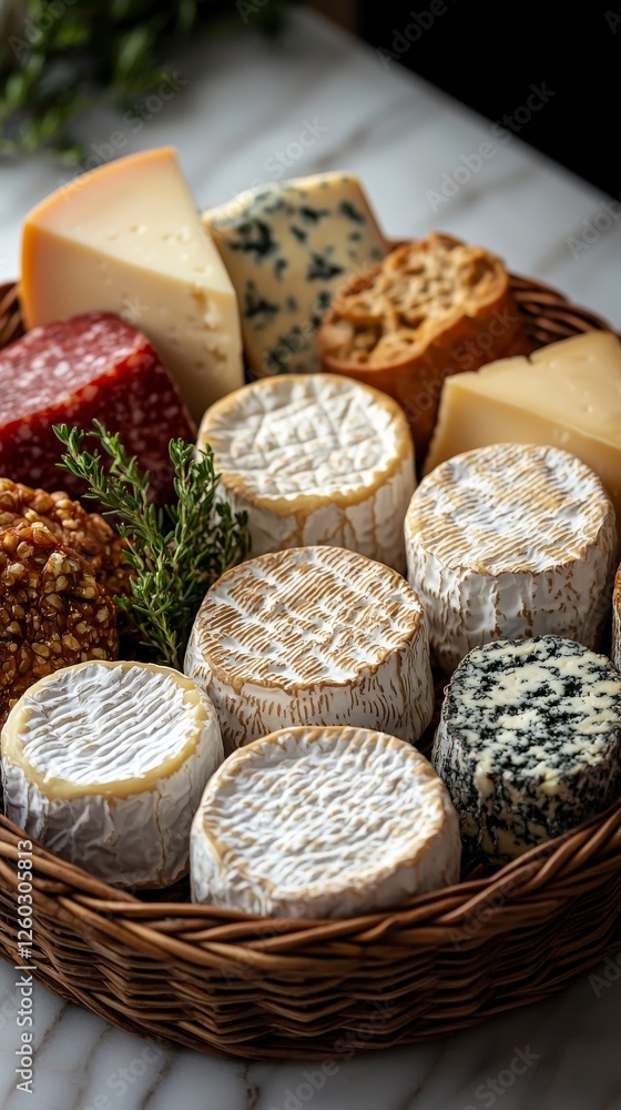 An exquisite presentation of gourmet cheeses showcasing various textures and colors, artfully placed to create a tempting and visually appealing cheese display. An exquisite presentation of gourmet cheeses showcasing various textures and colors, artfully placed to create a tempting and visually appealing cheese display.