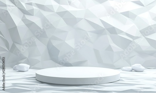 White podium on crumpled paper background for product display