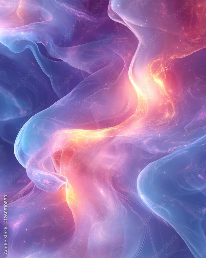 Fototapeta premium Abstract ethereal glow background with ethereal glow effects and fluid color transitions. Emphasizing celestial elegance and modern design, ideal for artistic projects and digital backgrounds.