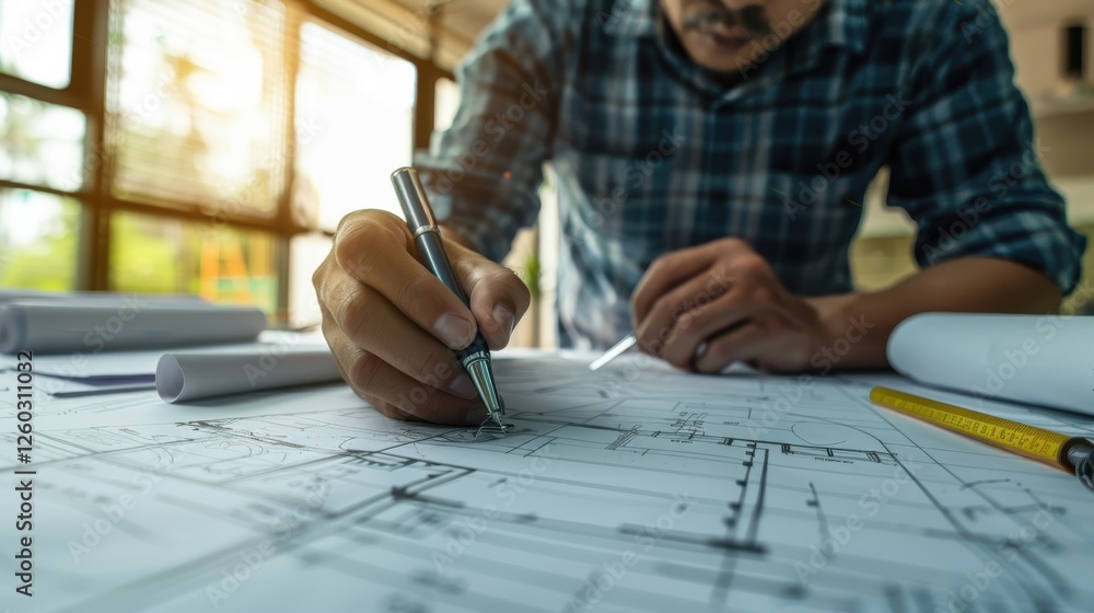 Engineers and architects collaborate on innovative blueprint designs, setting the stage for cutting-edge construction projects. Engineers and architects collaborate on innovative blueprint designs, setting the stage for cutting-edge construction projects.