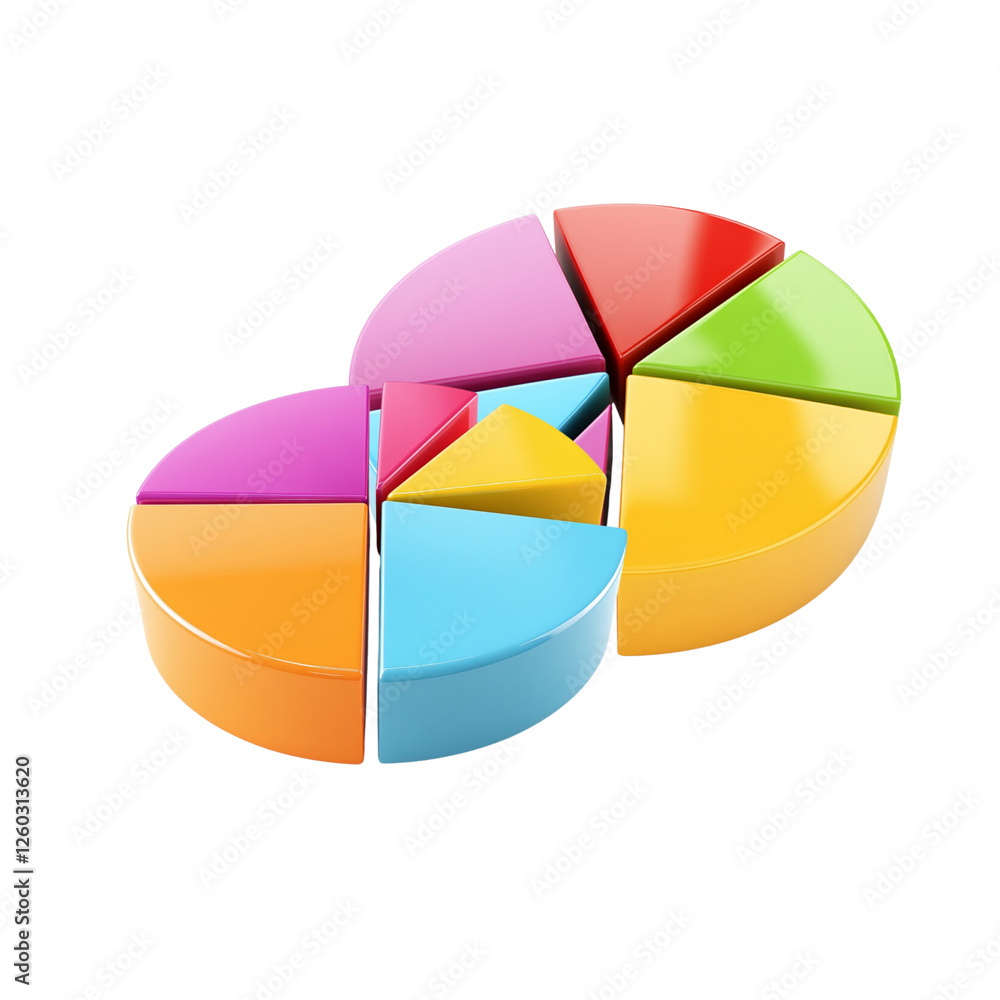 Obraz premium Colorful 3D circle chart isolated on white background. 