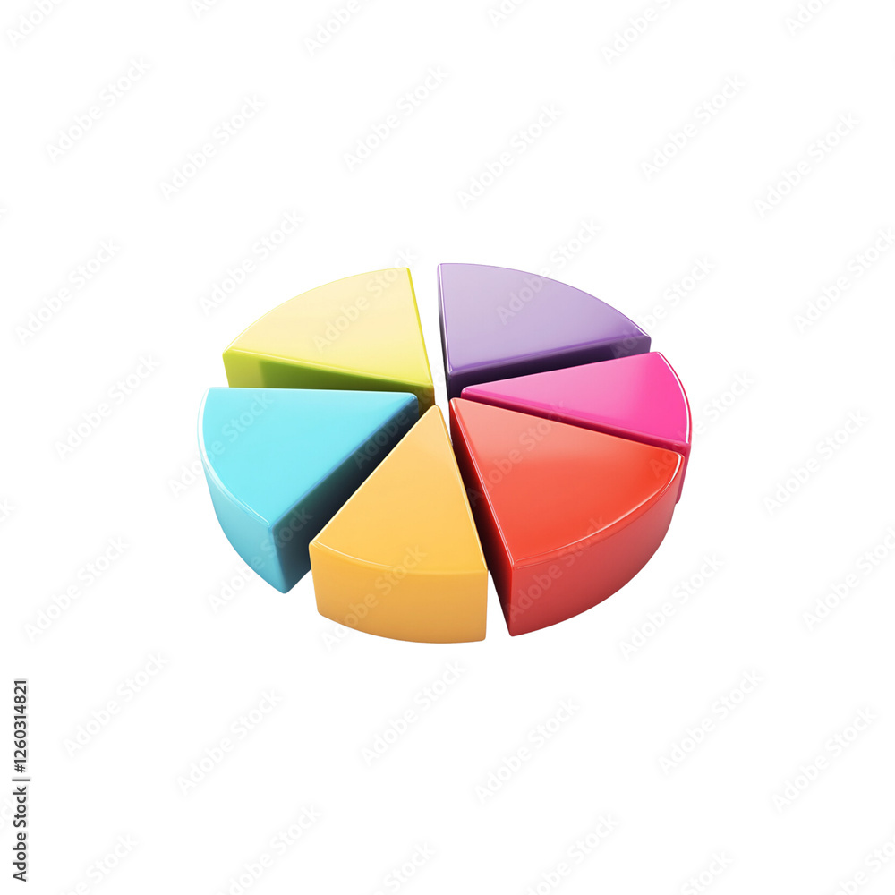 Obraz premium Colorful 3D circle chart isolated on white background. 