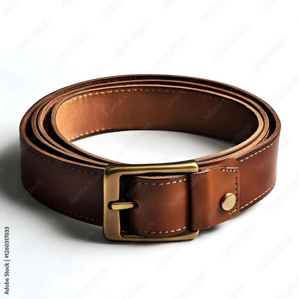 Brown leather belt, studio shot, simple background Brown leather belt, studio shot, simple background