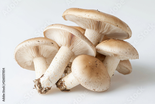 Fresh and organic mushrooms piled together on a clean background for culinary use. isolated on white background.