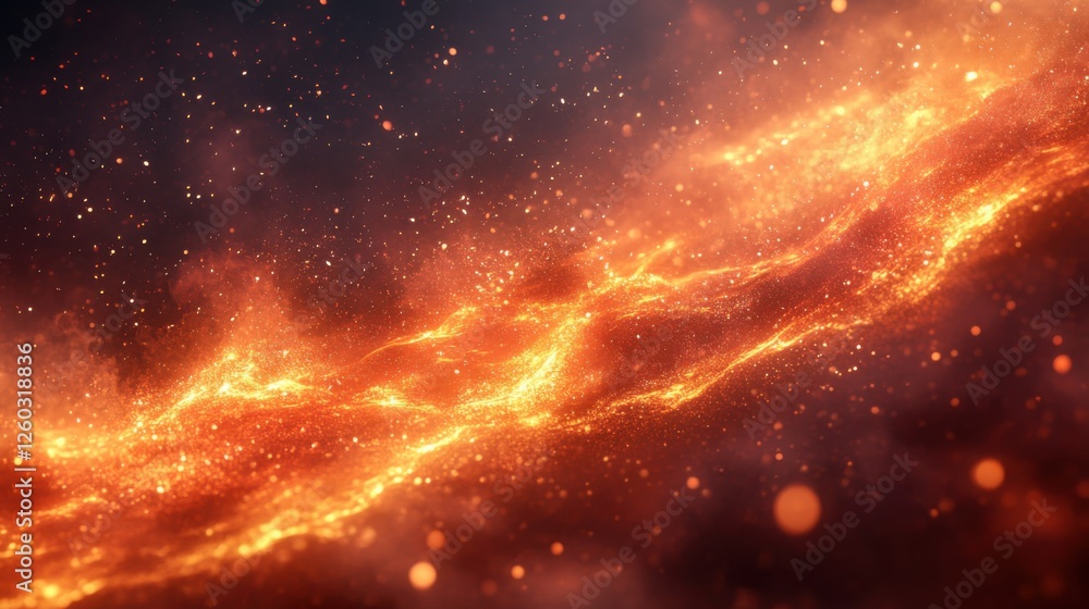 Fototapeta premium Abstract fiery scene with flames and sparks. Featuring dynamic movement and vibrant hues of red and orange. Emphasizing energy and intensity. Ideal for action and adventure-themed designs.