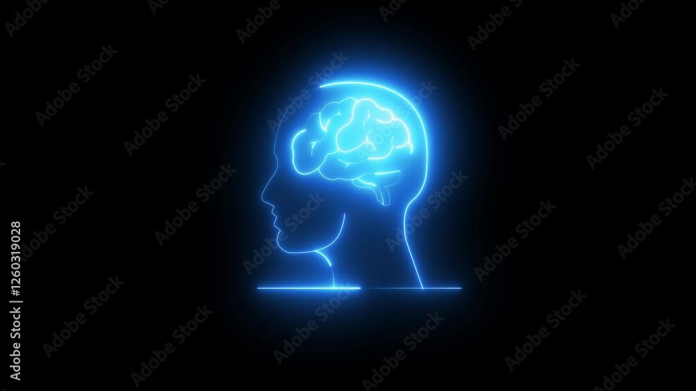 Brain and human head icon neon video neural neurology organ psychology science Human head line icon animation.4k video Brain and human head icon neon video neural neurology organ psychology science Human head line icon animation.4k video