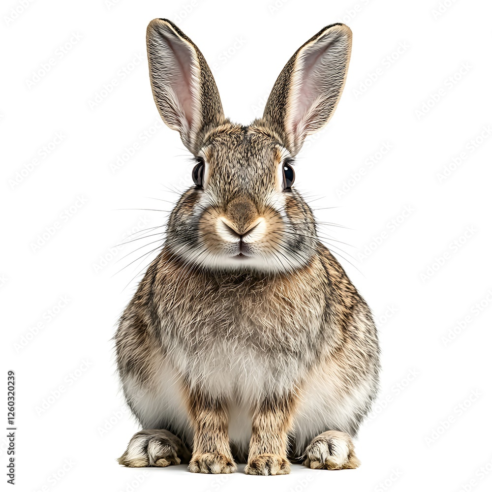 Obraz premium Brown rabbit sitting, white background, pet, Easter