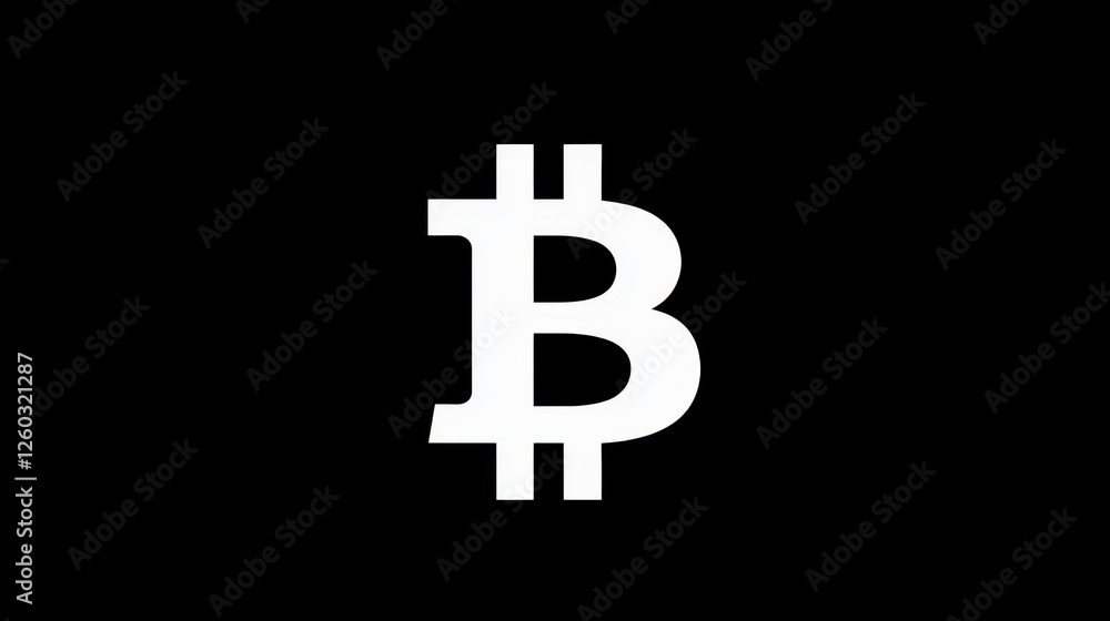 Bitcoin sign in white on a black background. Bitcoin sign in white on a black background.