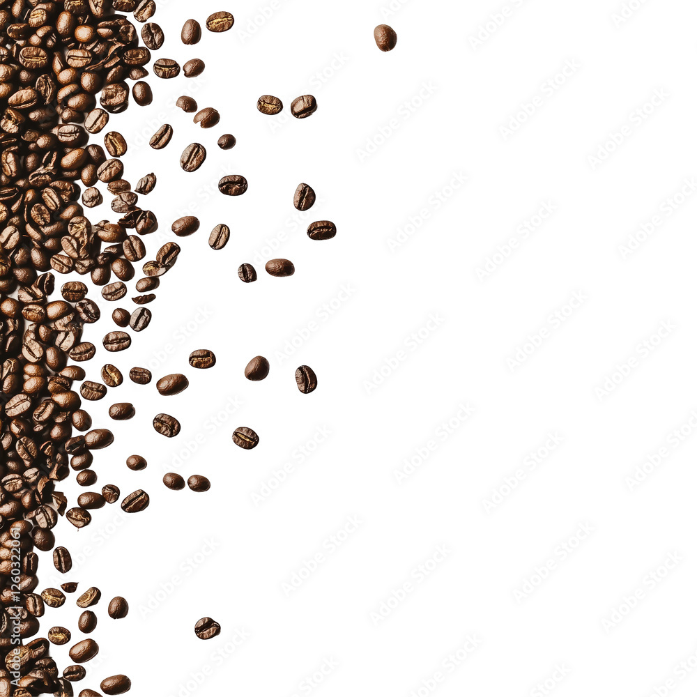 Coffee Bean Cascade: A visually striking image of roasted coffee beans cascading down the frame, creating a dynamic and enticing border. Coffee Bean Cascade: A visually striking image of roasted coffee beans cascading down the frame, creating a dynamic and enticing border.