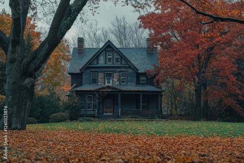 Wallpaper Mural Dark house in autumn leaves. Torontodigital.ca