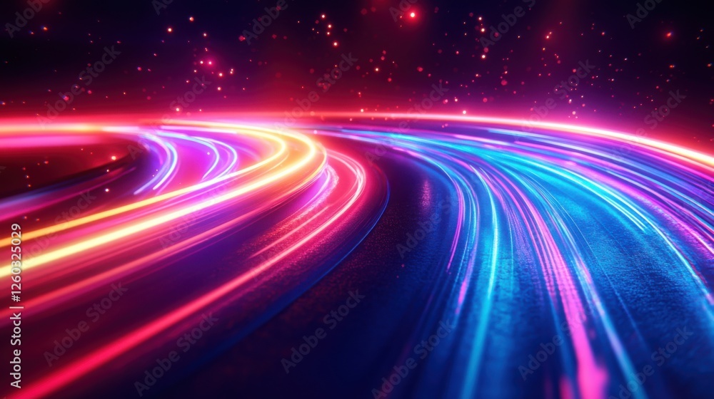 Abstract flowing light trails with neon hues. Set against a dark, minimalist backdrop. Emphasizing motion and illumination. Ideal for futuristic and tech-oriented projects. Abstract flowing light trails with neon hues. Set against a dark, minimalist backdrop. Emphasizing motion and illumination. Ideal for futuristic and tech-oriented projects.