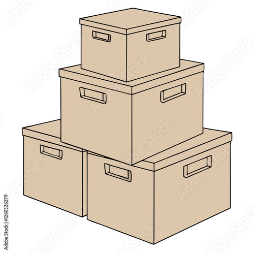 Three Stacked Packing Boxes for Moving and Storage