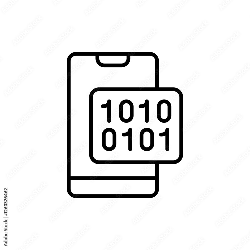 Binary code app outline icons, minimalist vector illustration ,simple transparent graphic element .Isolated on white background Binary code app outline icons, minimalist vector illustration ,simple transparent graphic element .Isolated on white background
