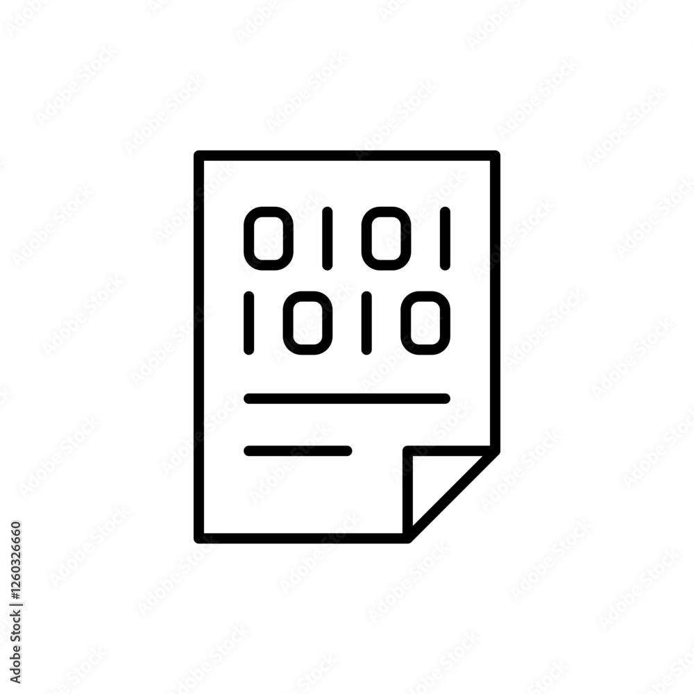 Binary code file outline icons, minimalist vector illustration ,simple transparent graphic element .Isolated on white background Binary code file outline icons, minimalist vector illustration ,simple transparent graphic element .Isolated on white background