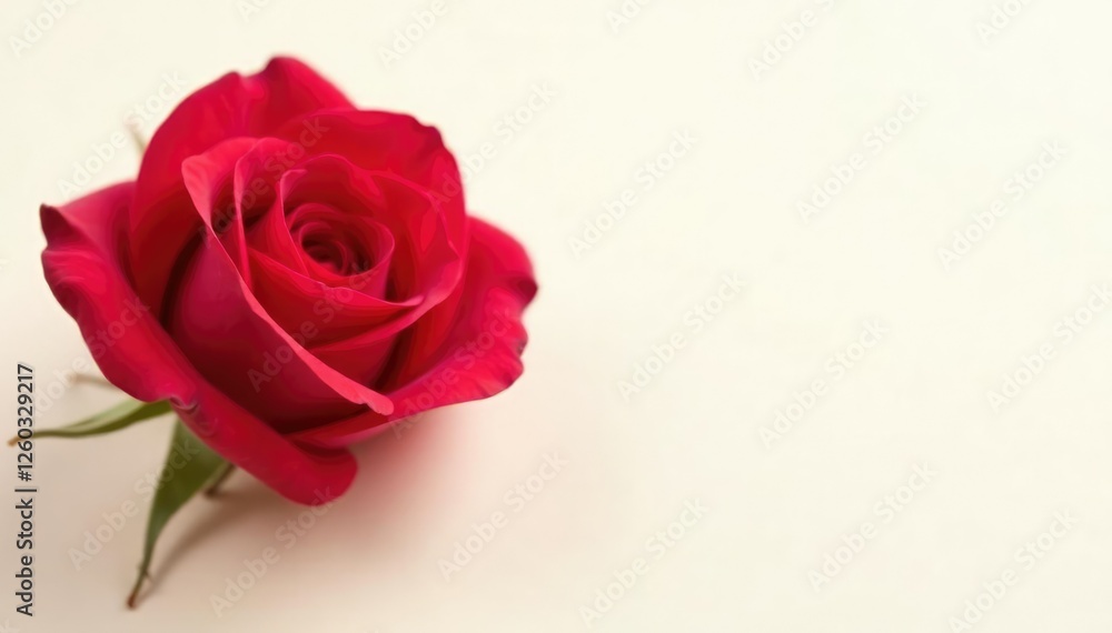 Delicate red rose petal on creamy white background, blossom, pink Delicate red rose petal on creamy white background, blossom, pink