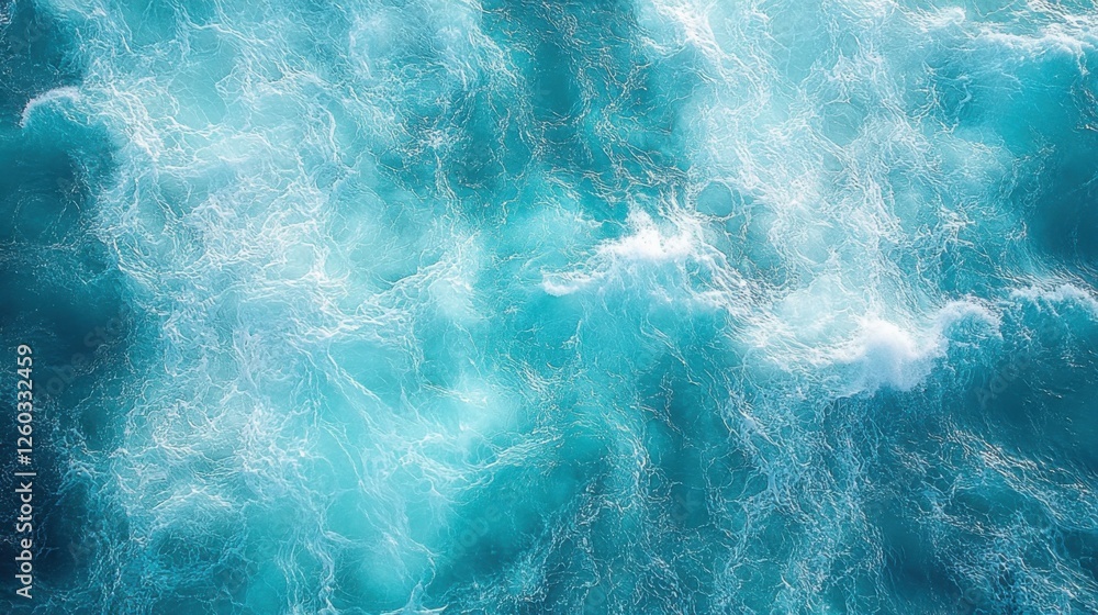 Obraz premium Ocean waves crashing with white foam and turquoise water, creating dynamic motion in the sea